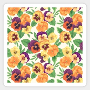 Pansies on off white Sticker